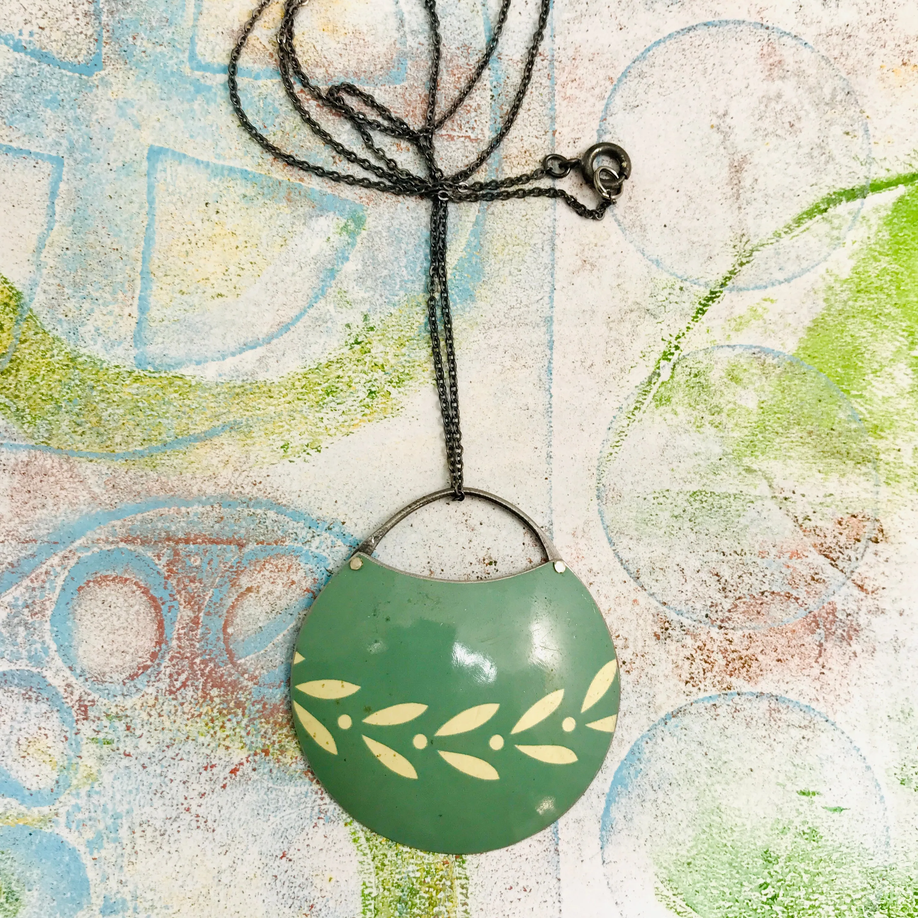 Dusty Slate Zero Waste Tin Circle Necklace